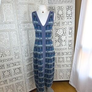 Peruvian Connection Pima Cotton V Neck Sleeveless Dress Sz S/M Geometric Luxury